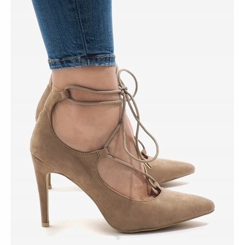 Beige pumps på häl 4524-14 2