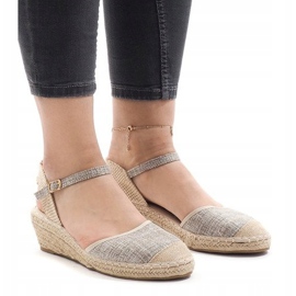 Grå kile sandaler espadrilles LLI-3M88-7 1