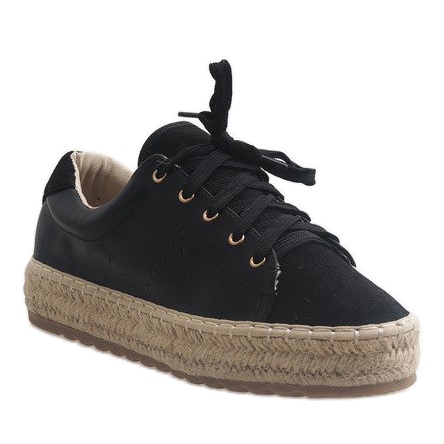 Svarta LX-07 snörade espadriller 1