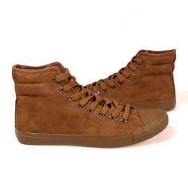 Läderhöga sneakers 202 Camel brun 1