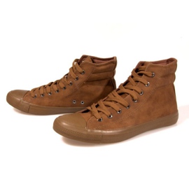 Läderhöga sneakers 202 Camel brun 2