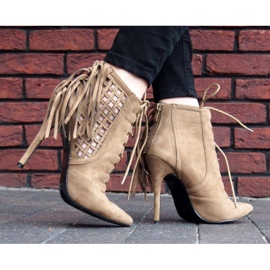 Rikt dekorerade höga sandaler 11047 khaki kaki 1