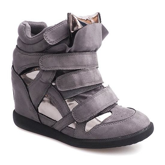 Wedge Sneakers Med kardborreband 6041 Grå 2