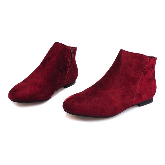 Suede Booties Chelsea stövlar 7-106 Röd 1