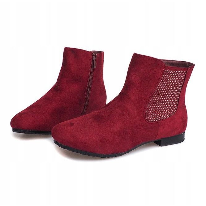 Suede Booties Jodhpur 7-133 Claret röd 1