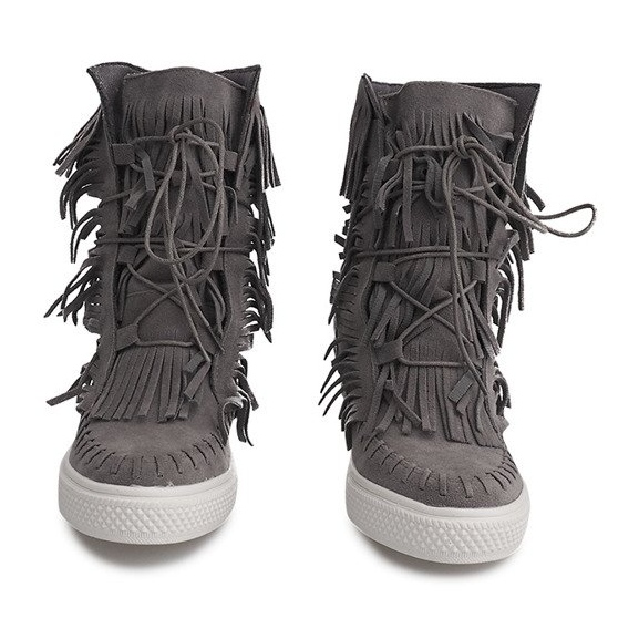 Wedge Sneakers With Fringes Boho 7A1453 Grå 1
