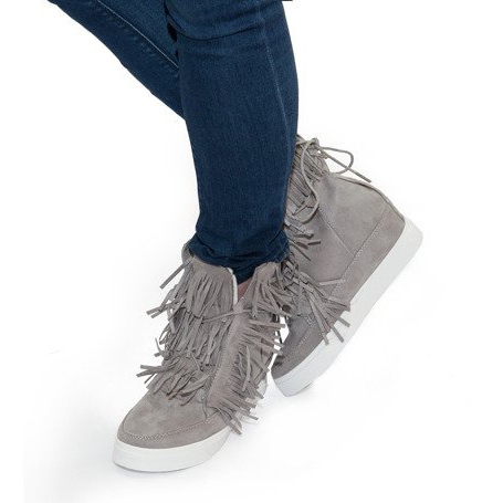Wedge Sneakers With Fringes Boho 881-2 Grå 1