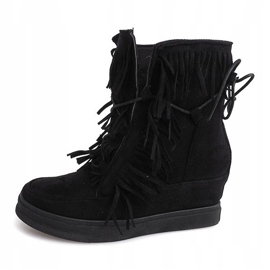 Wedge Sneakers With Fringes Boho 881-2 Svart 1