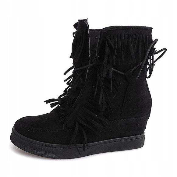 Wedge Sneakers With Fringes Boho 881-2 Svart 1
