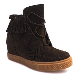 Wedge Sneakers With Fringes Boho F3 Grön 1