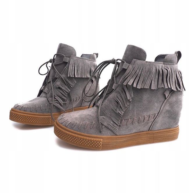 Wedge Sneakers With Fringes Boho F3 Grå 2