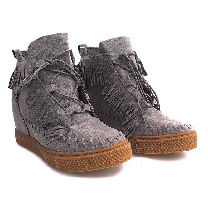 Wedge Sneakers With Fringes Boho F3 Grå 1