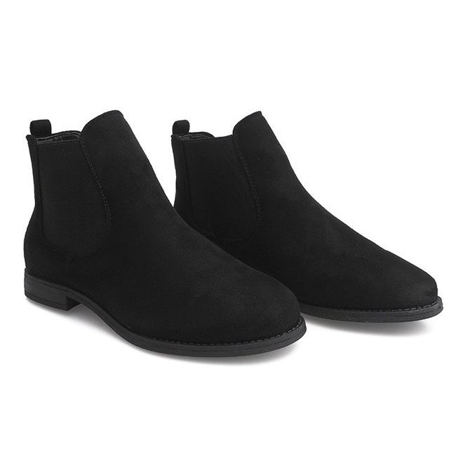Suede Booties Jodhpur stövlar B2814-KB Svart 1