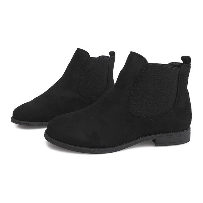 Suede Booties Jodhpur stövlar B2814-KB Svart 2