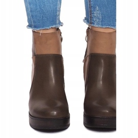 Stövlar på häl med elastisk YBS280 khaki mångfärgad grön 1