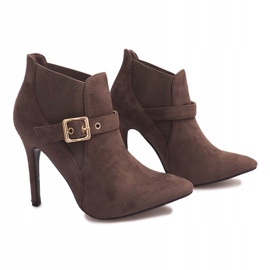 Stövlar på högklackig mocka PK097 khaki mångfärgad grön 1