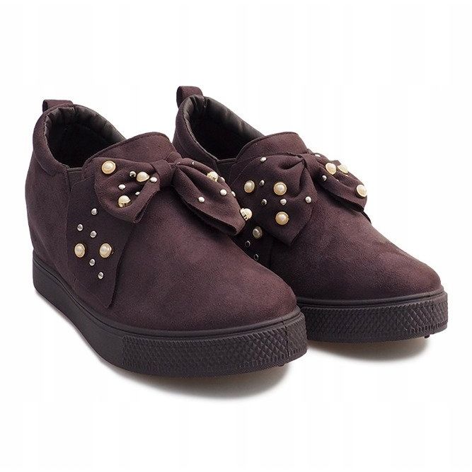 Grå kile sneakers 6186 brun 1