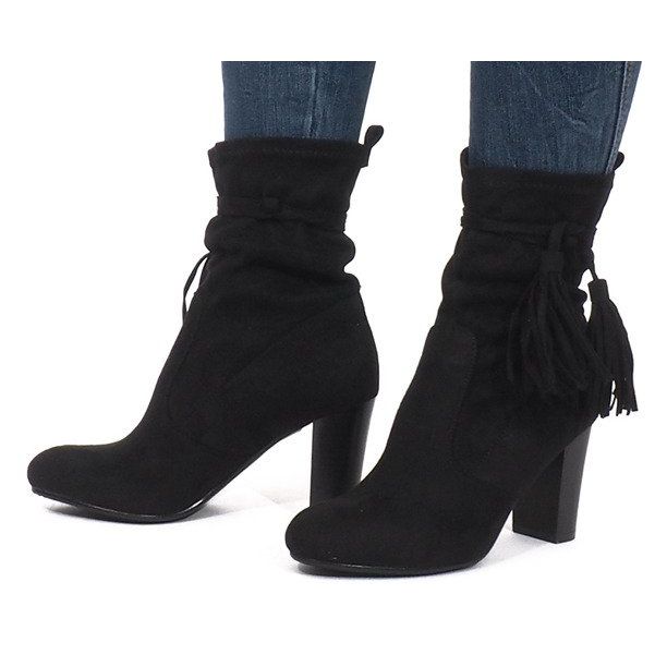 Isabelle Black Fringed Booties svart 2