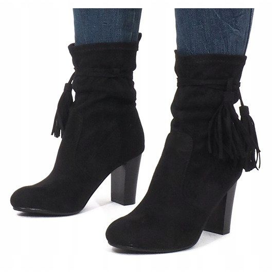 Isabelle Black Fringed Booties svart 1