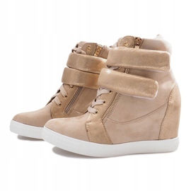 Beige sneakers i mocka med kardborreband Amelia 1