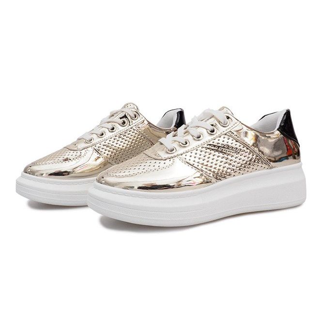 Adele's Gold Lacquered Openwork Sneakers gyllene 1