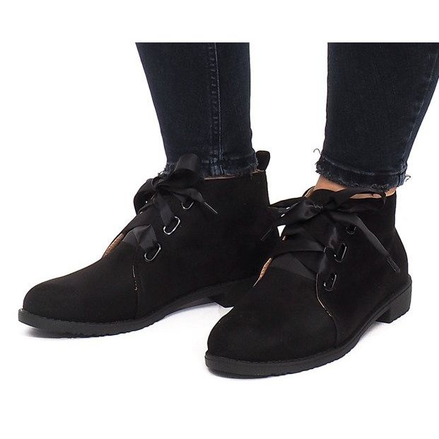Suede Booties Bows 100-815 Svart 1