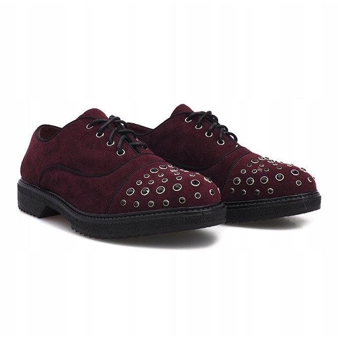 Maroon brogues med Raymonde dubbar röd 1