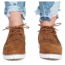 Kamel loafers med krossande hårda fransar brun 1