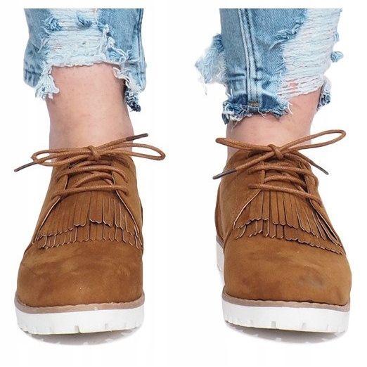 Kamel loafers med krossande hårda fransar brun 1