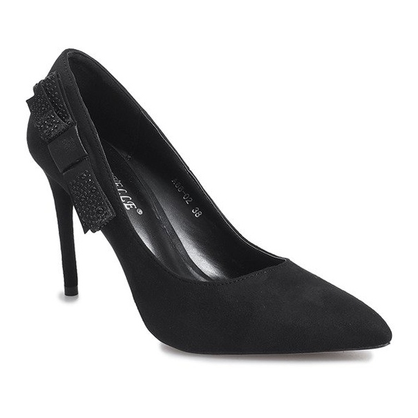 Svarta höga klackar med en Bordeaux rosett 1