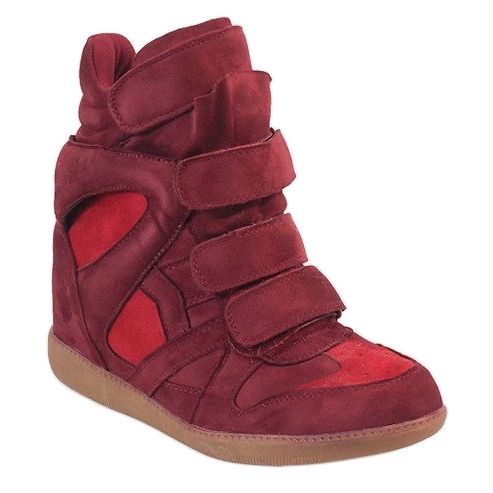 Burgundy wedge sneakers H6601-45 röd 1