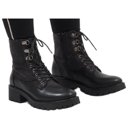 Ideal Shoes Svarta snörskor med paljetter 1621 1