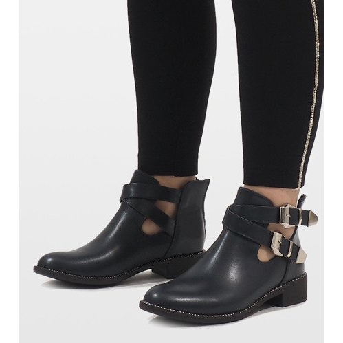 Ideal Shoes Marinblå öppna stövlar Y8157 2