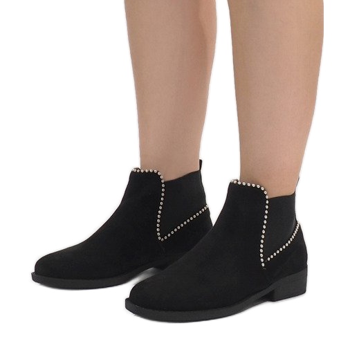 Svarta stövlar med elastisk Q-29 1