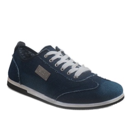 Svarta denim sneakers A9501 marinblå 1