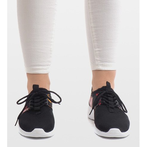 Sportskor med blommor 625 svart 1