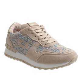 Beige sneakers med G-100 spets 1
