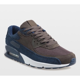 Marinblå sportskor för män 8104 brun 1