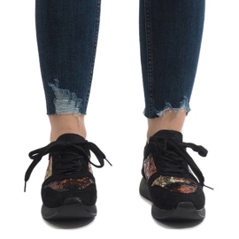 Svarta sport wedge sneakers T025 mångfärgad 2