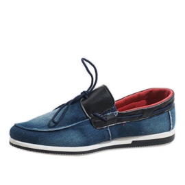 Eleganta marinblå skor AB108-1 loafers 2