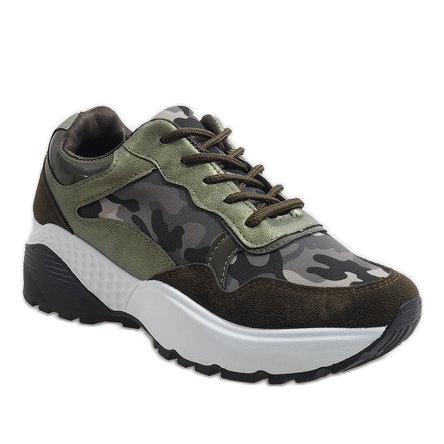 Gröna fashionabla sportskor, camo LT013 1