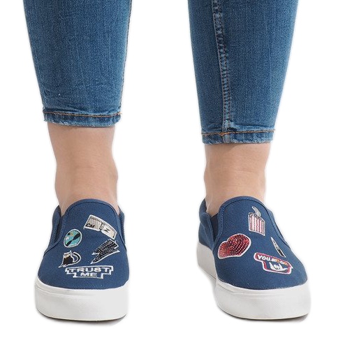 Marinblå slip-on sneakers NB102P 2