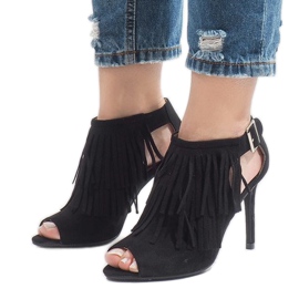 Svarta boho stövlar på häl 1551-149 1