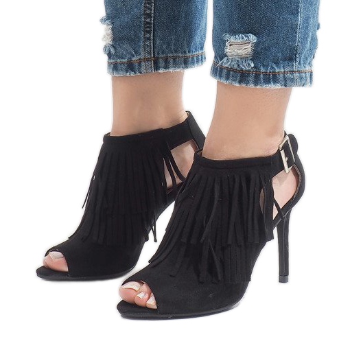 Svarta boho stövlar på häl 1551-149 1