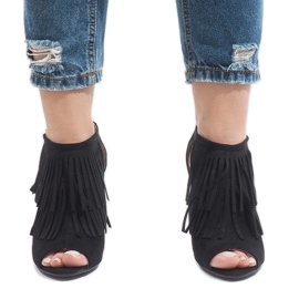 Svarta boho stövlar på häl 1551-149 2