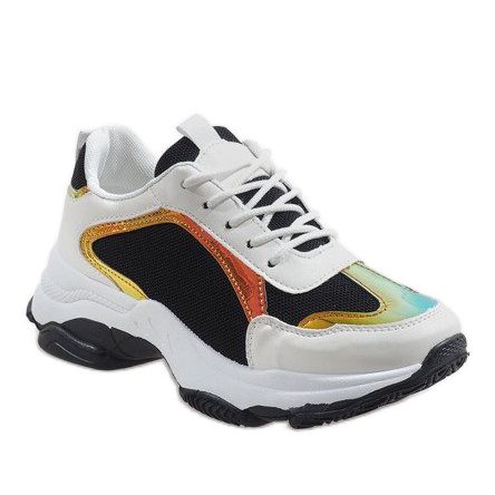 Svarta trendiga sportskor 2018-6 vit 1