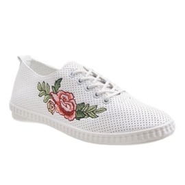 Vita sneakers med blomma FC221-9 1