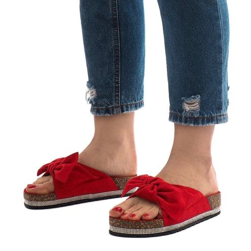 Röda tofflor med rosett N-33 1