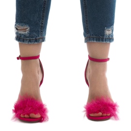 Rosa sandaler med hög klack i NF-19P mocka 1