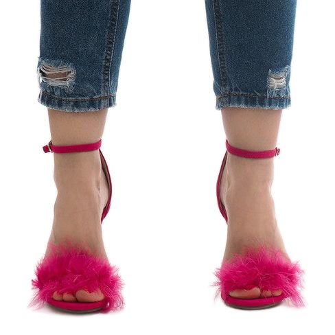 Rosa sandaler med hög klack i NF-19P mocka 1